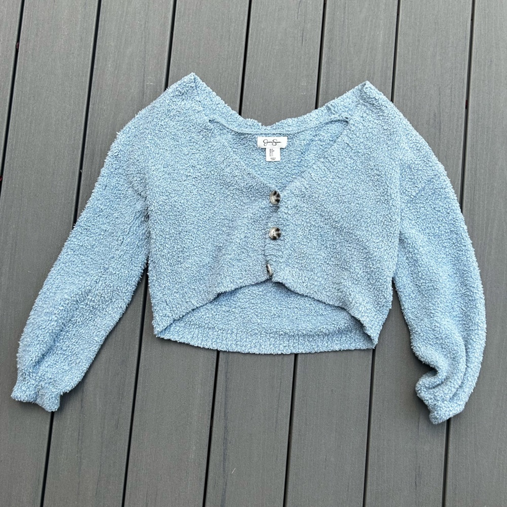 Jessica Simpson Blue Cropped Cardigan